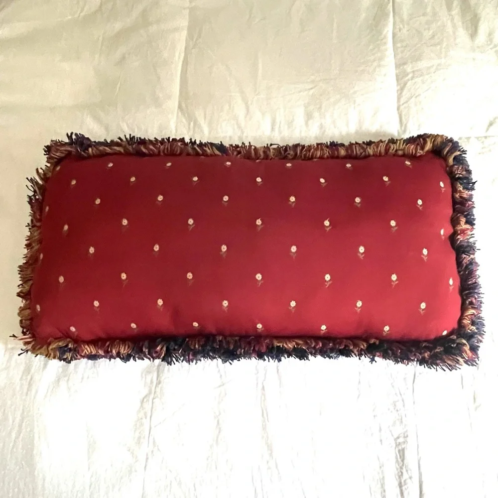 Maroon w/Navy Fringe Accent Pillow
